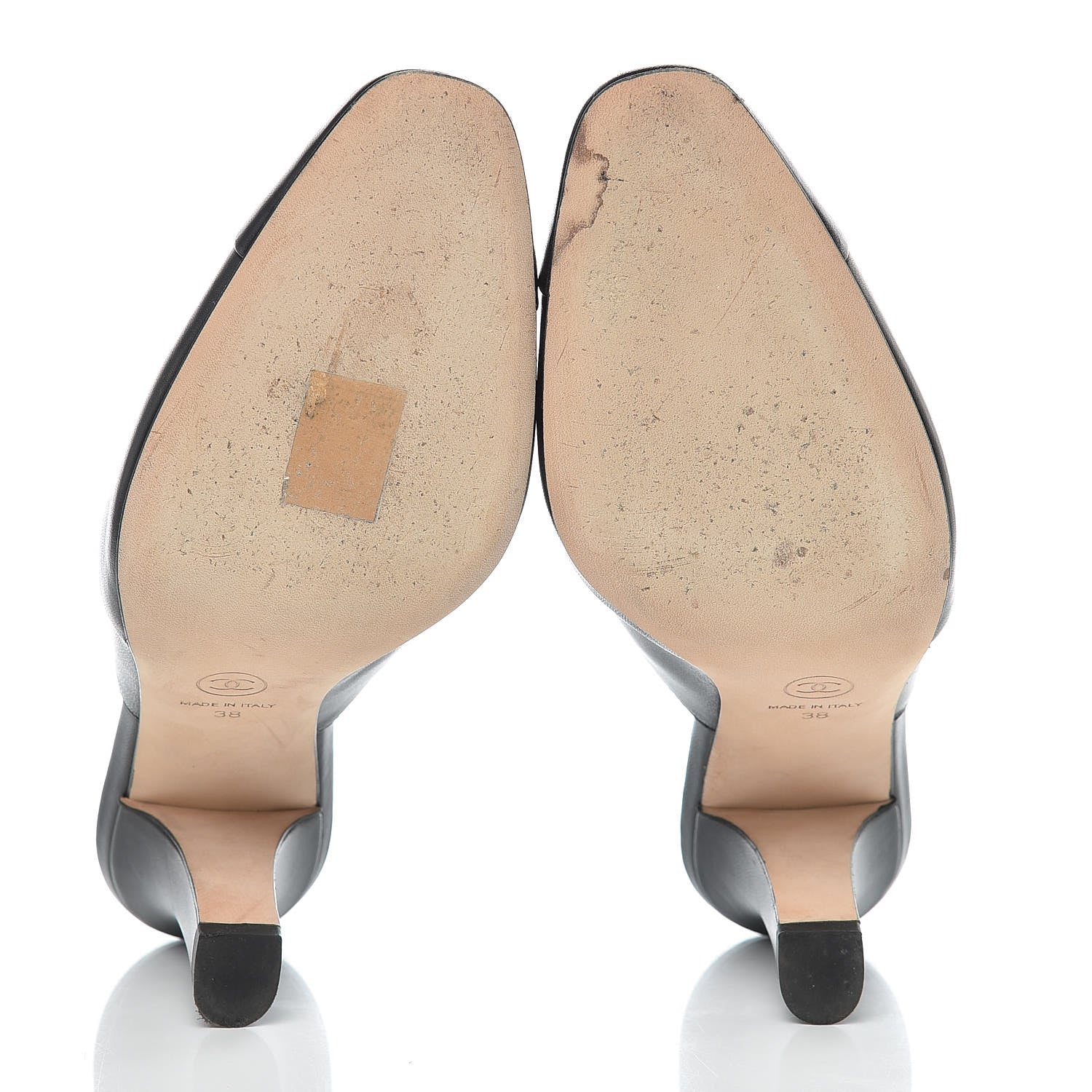 Chanel Lambskin Cap Toe CC Mules 38 Black 2 of 10