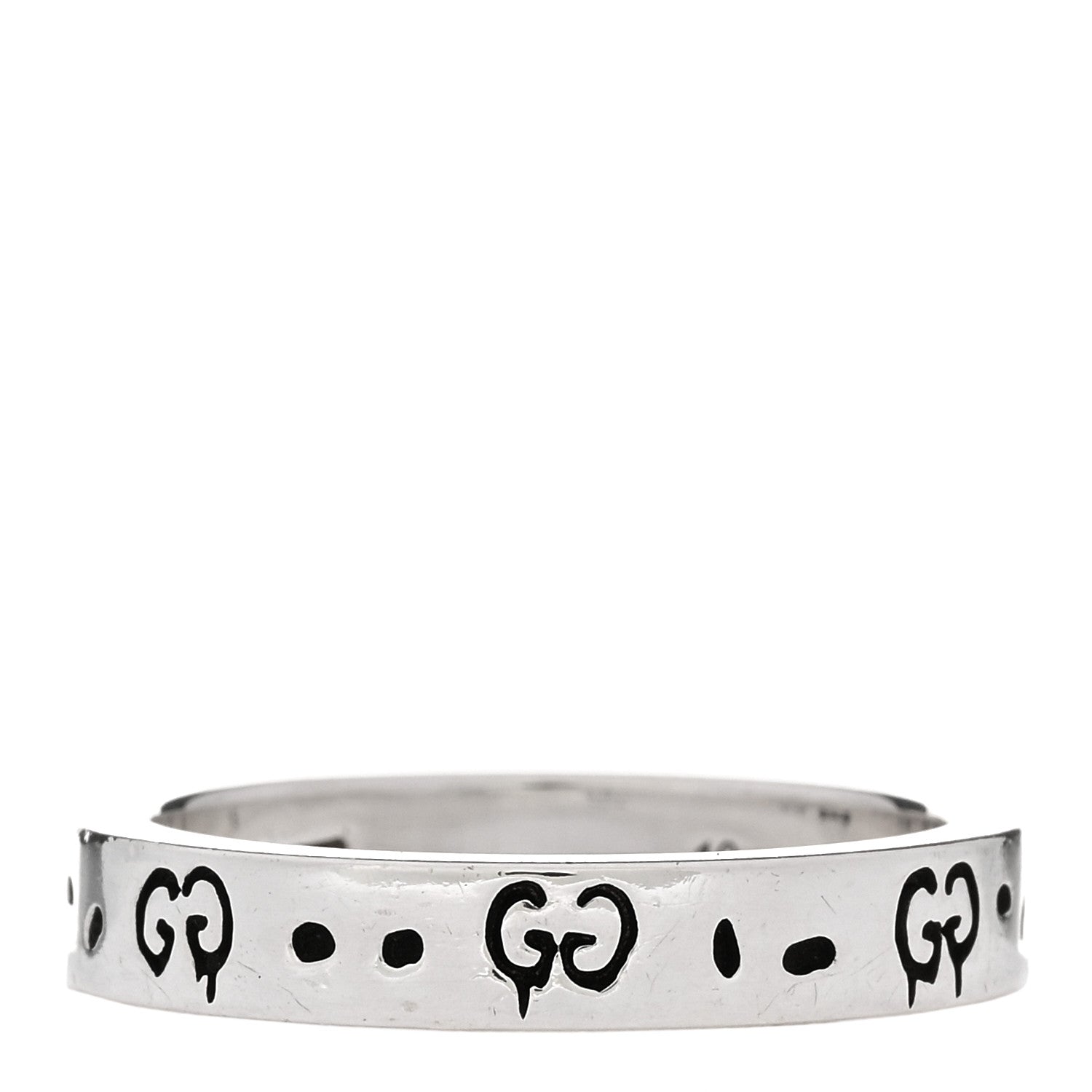 Gucci Sterling Silver GucciGhost Hamlet Skull Narrow Ring 58 8.5 3 of 4