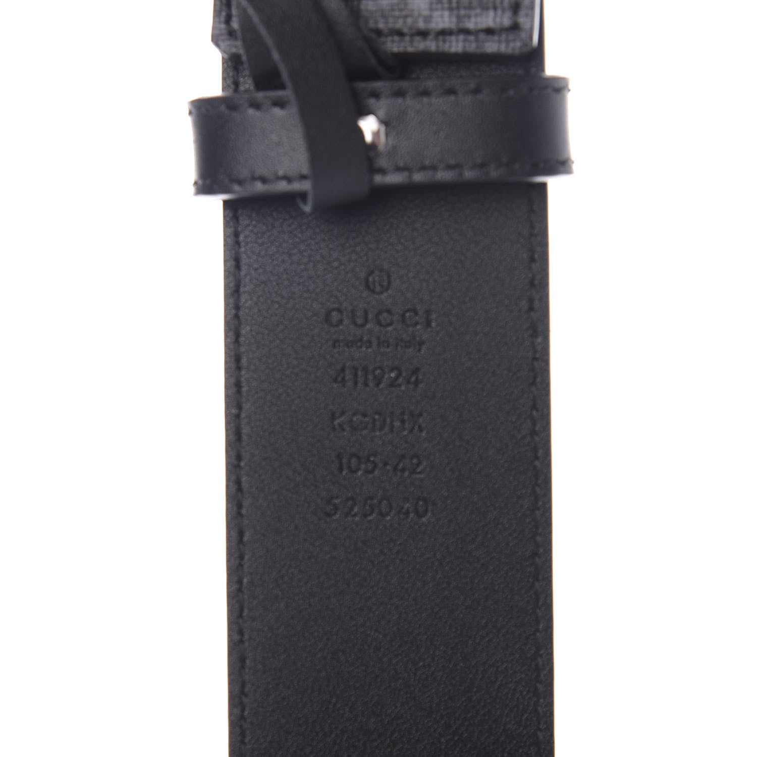 Gucci GG Supreme Monogram Selleria Calfskin Interlocking G 40mm Belt 105 42 Black Grey 3 of 3
