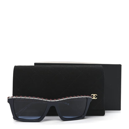Chanel Acetate Metal Calfskin CC Square Sunglasses 5548-Q-A Black Burgundy 7 of 7