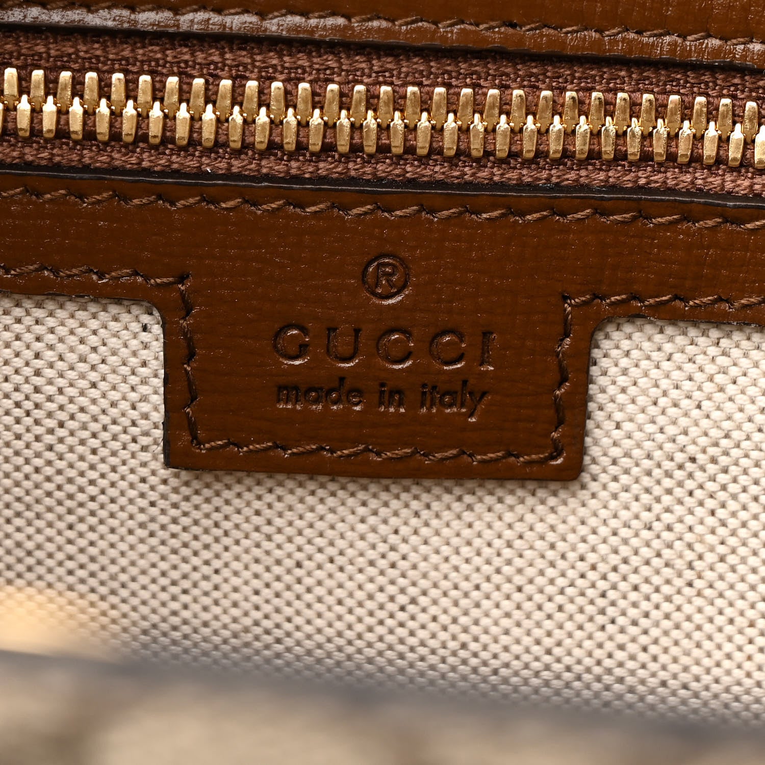Gucci GG Supreme Monogram Azalea Calfskin Medium Retro Interlocking G Tote Bag Beige Ebony Brown Sugar 6 of 10