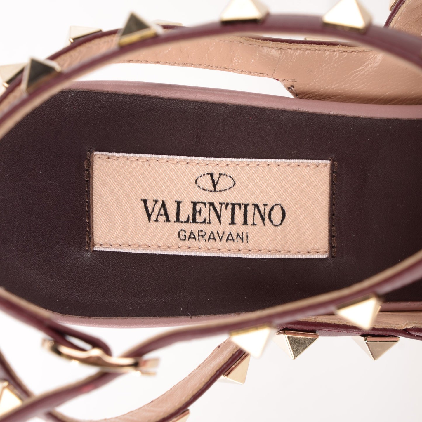 Calfskin Nappa Rockstud Ankle Strap 100mm Pumps 37.5 Griotte