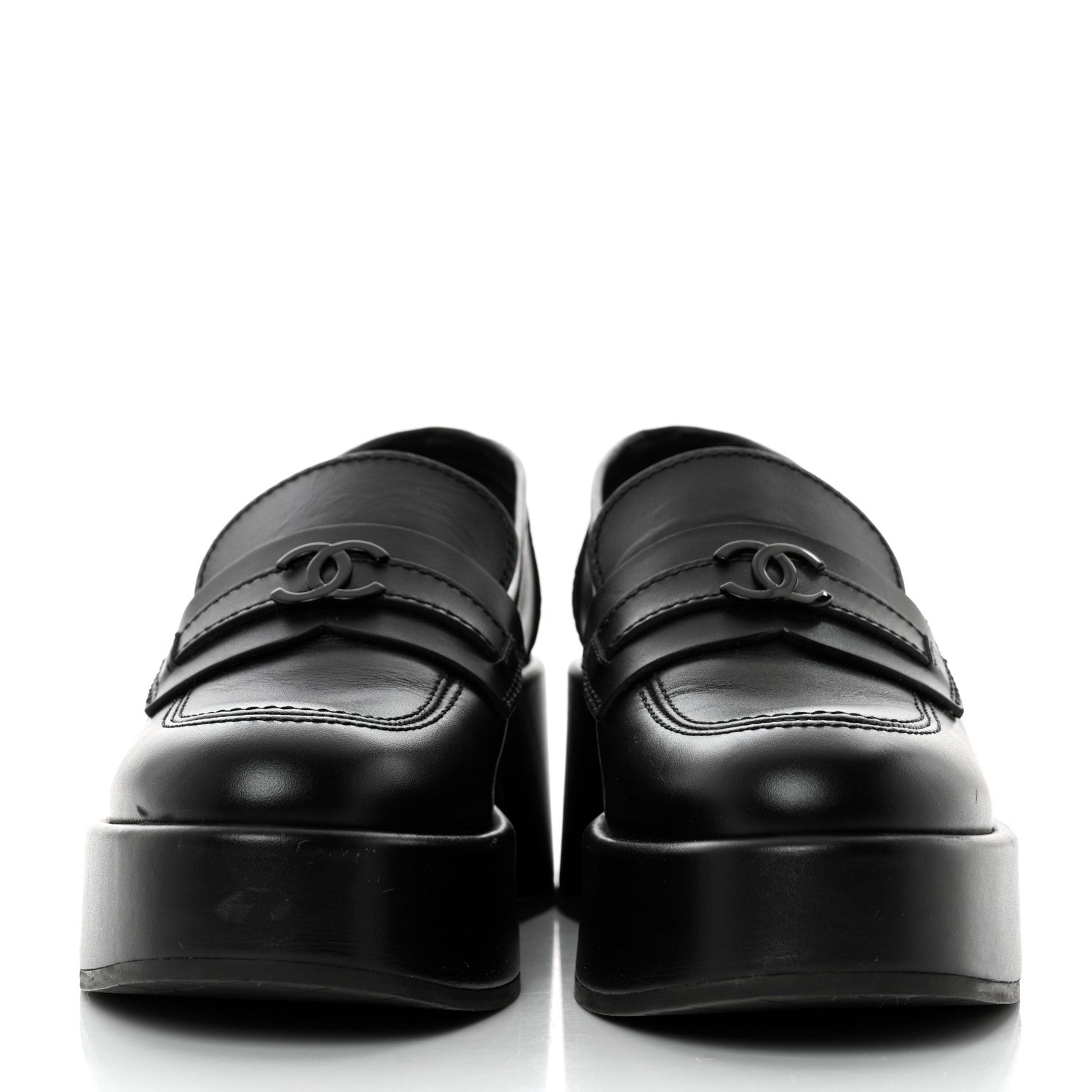 Chanel Calfskin CC Platform Loafers 35 Black 2 of 8