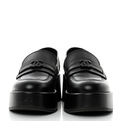 Chanel Calfskin CC Platform Loafers 35 Black 2 of 8