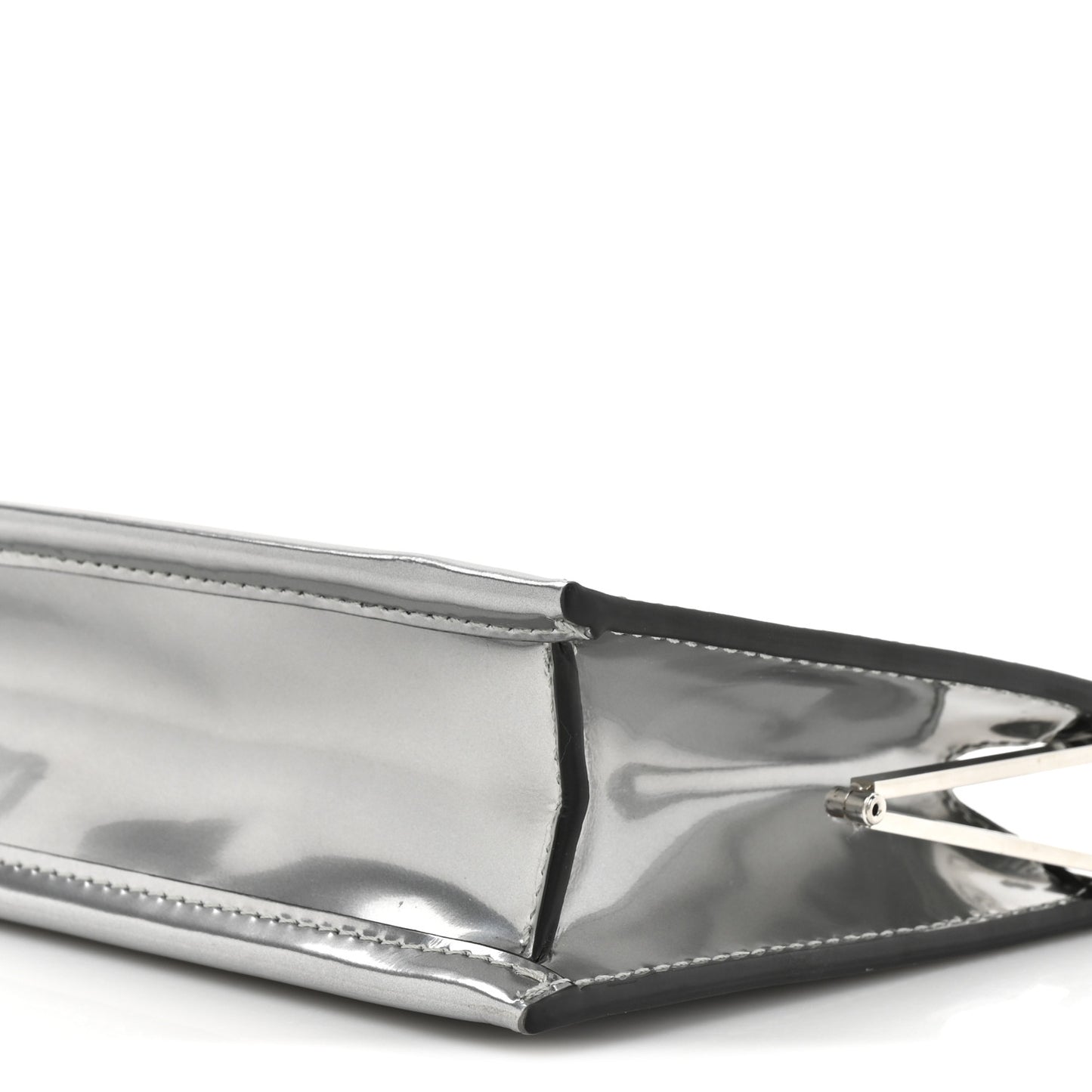 Metallic Calfskin Clutch Silver