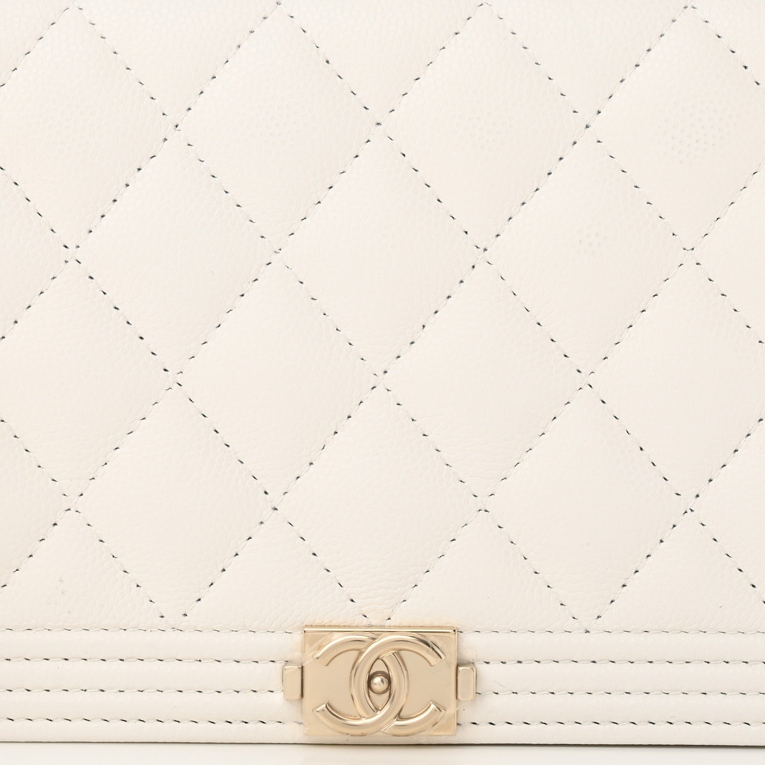 Chanel Caviar Quilted Boy Wallet On Chain WOC White 8 of 15