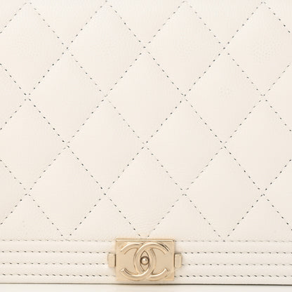 Chanel Caviar Quilted Boy Wallet On Chain WOC White 8 of 15