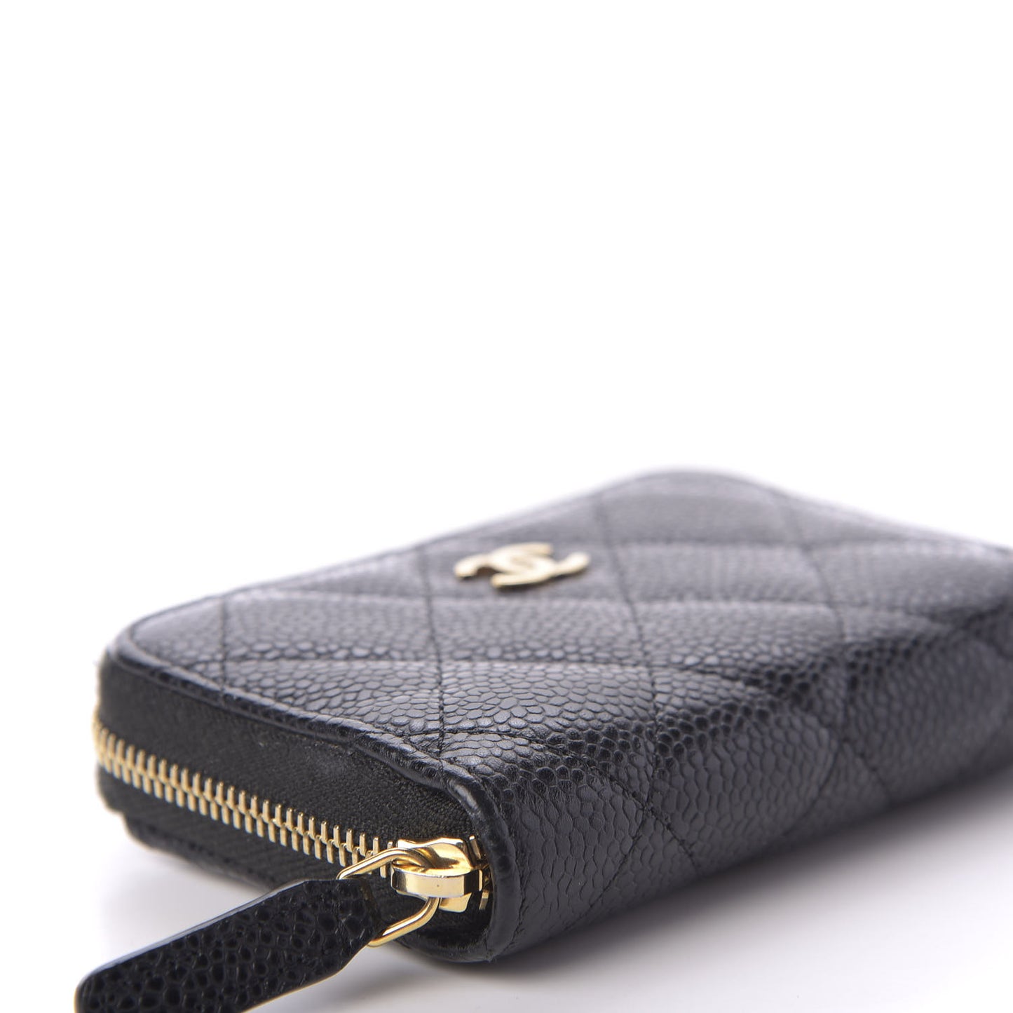 Caviar Quilted Zip Coin Purse Black