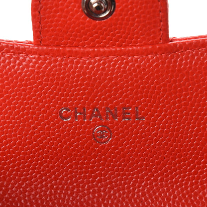 Chanel Caviar Chevron Quilted Card Holder Wallet Red 6 of 9