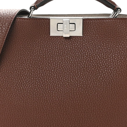 Fendi Cuoio Romano Vitello Cover Glazed Fabric Bi-Color FF 1974 Mini Peekaboo I SEE U Satchel Ghianda Grezzo 9 of 11