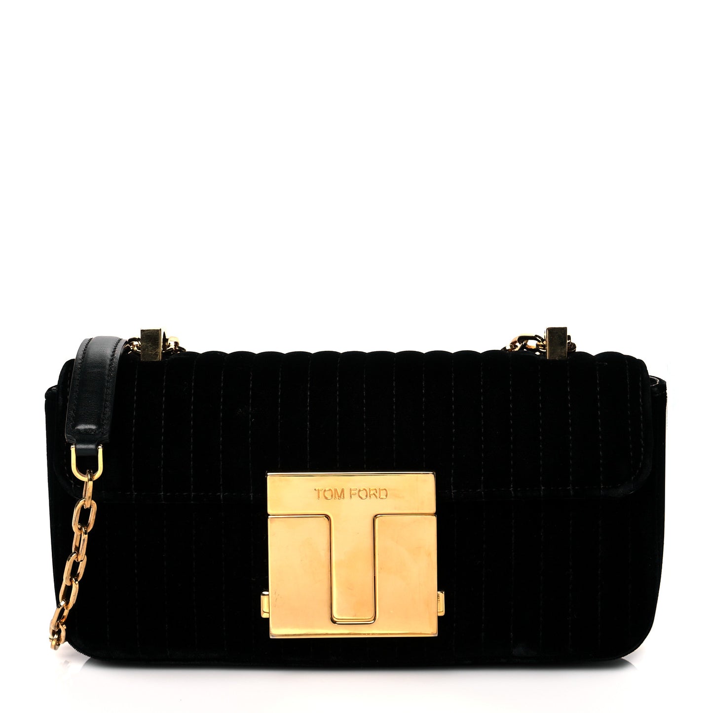 Velvet T Clasp Shoulder Bag Black