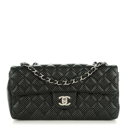 Chanel Lambskin Perforated East West Flap Black 1 of 8