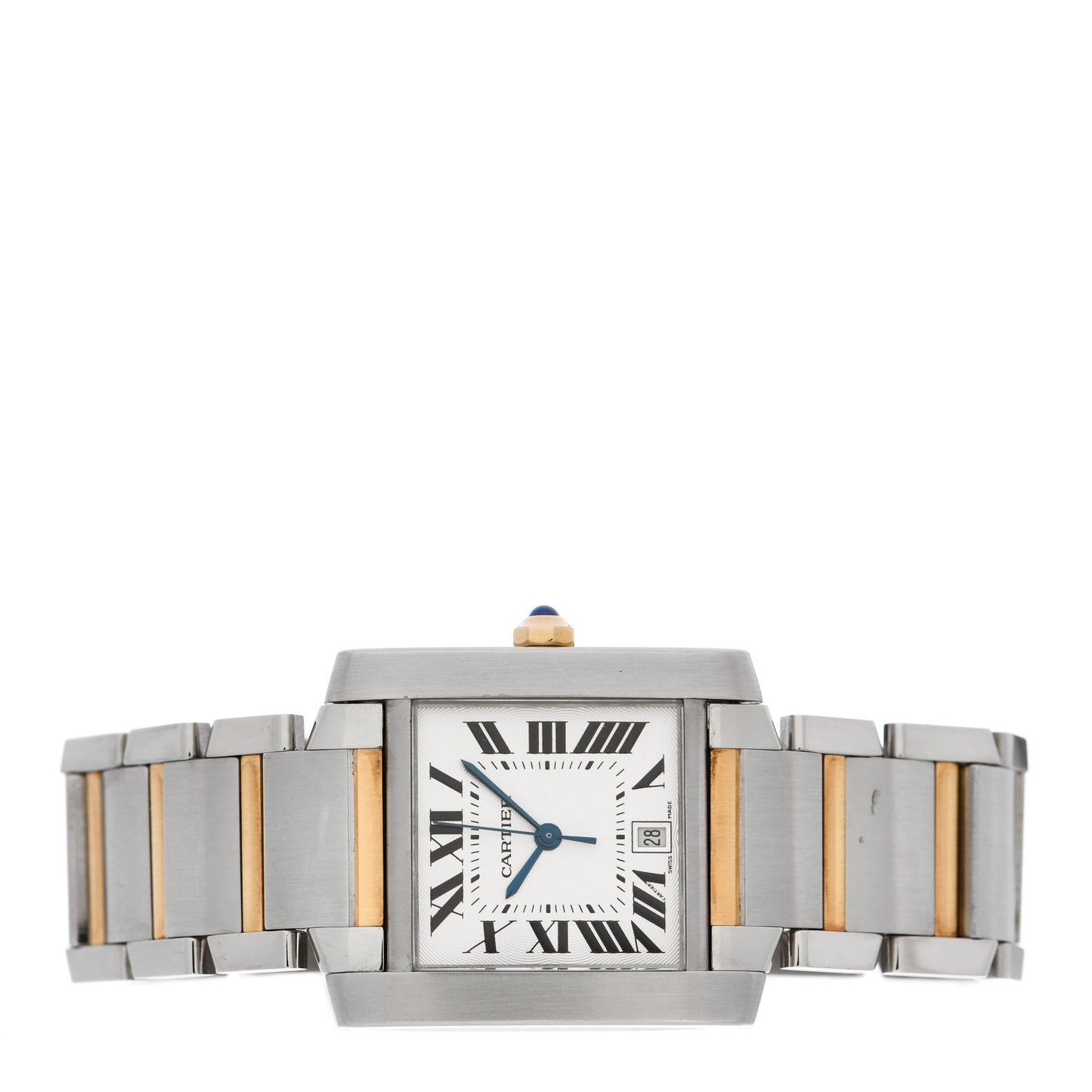 Stainless Steel 18K Yellow Gold 28mm Tank Francaise Automatic Watch