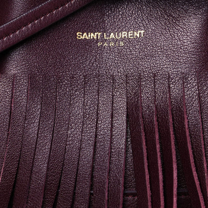 Saint Laurent Calfskin Small Emmanuelle Fringe Hobo Bag Burgundy 7 of 11