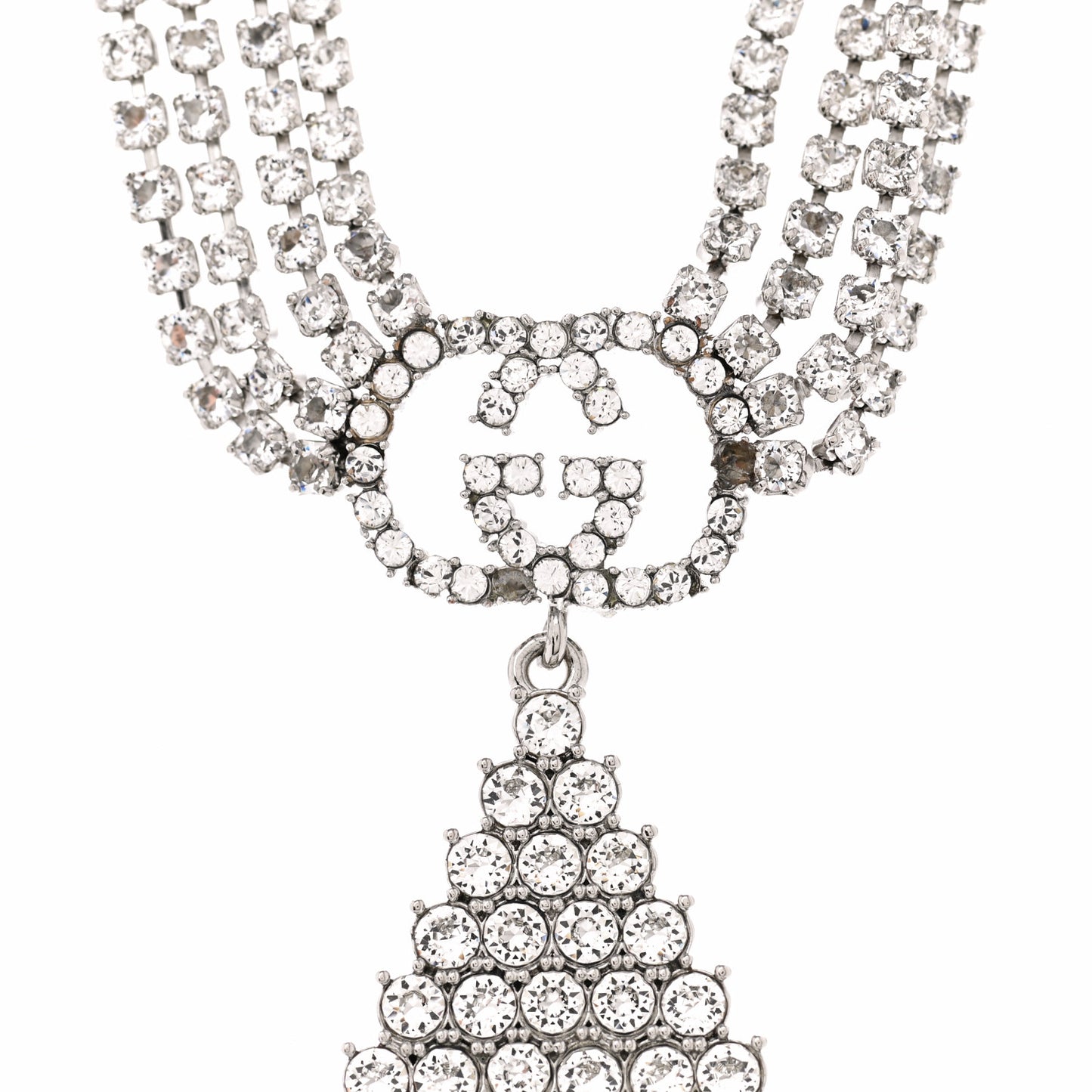 Crystal Double G Fringe Pendant Necklace