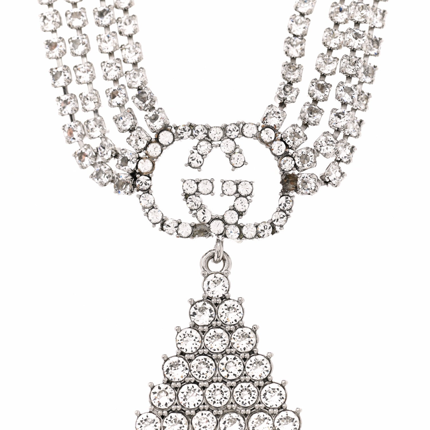 Gucci Crystal Double G Fringe Pendant Necklace 4 of 7