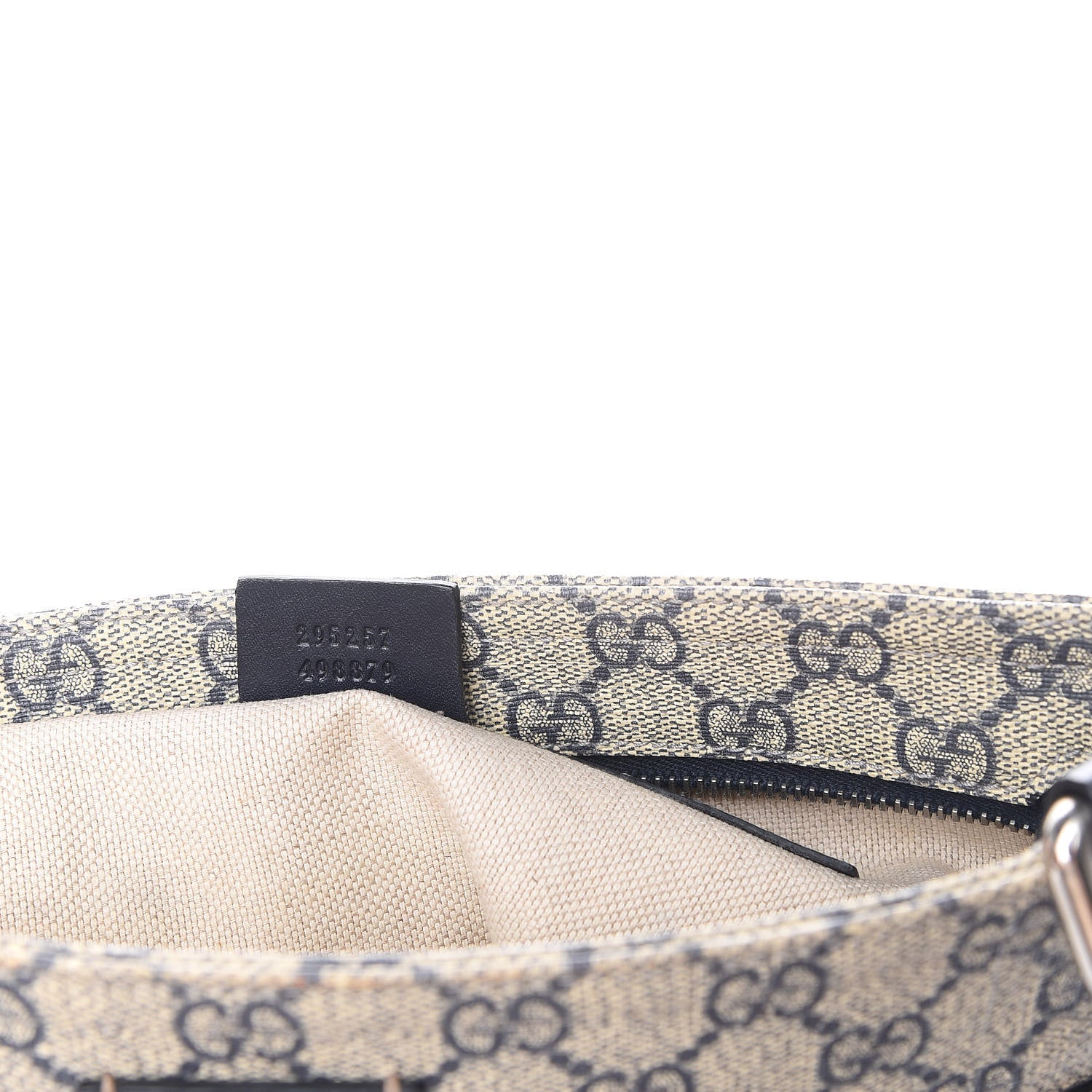 Gucci GG Supreme Monogram Small Flat Side Zip Messenger Bag Beige Blue 10 of 13