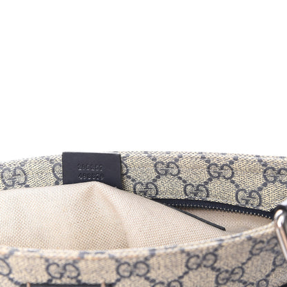 Gucci GG Supreme Monogram Small Flat Side Zip Messenger Bag Beige Blue 10 of 13