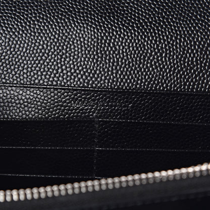 Saint Laurent Grain De Poudre Matelasse Chevron Monogram Chain Wallet Black 6 of 10