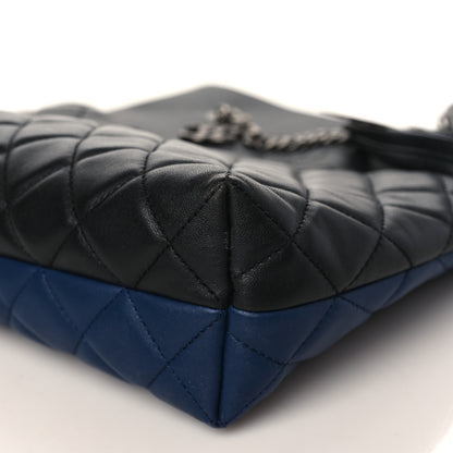 Chanel Lambskin Quilted Small Urban Delight Tote Black Blue 7 of 8
