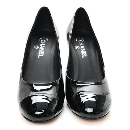 Chanel Patent Calfskin Cap Toe CC Pearl Pumps 41 Black 3 of 10