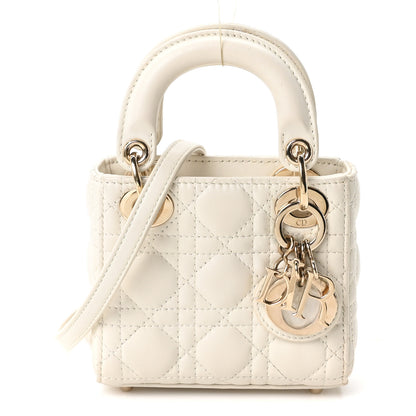 Christian Dior Lambskin Cannage Micro Lady Dior Latte 1 of 10
