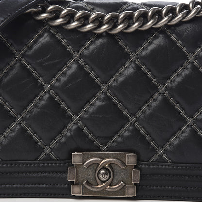 Chanel Iridescent Calfskin Embellished Double Stitch Medium Boy Flap Black 9 of 14