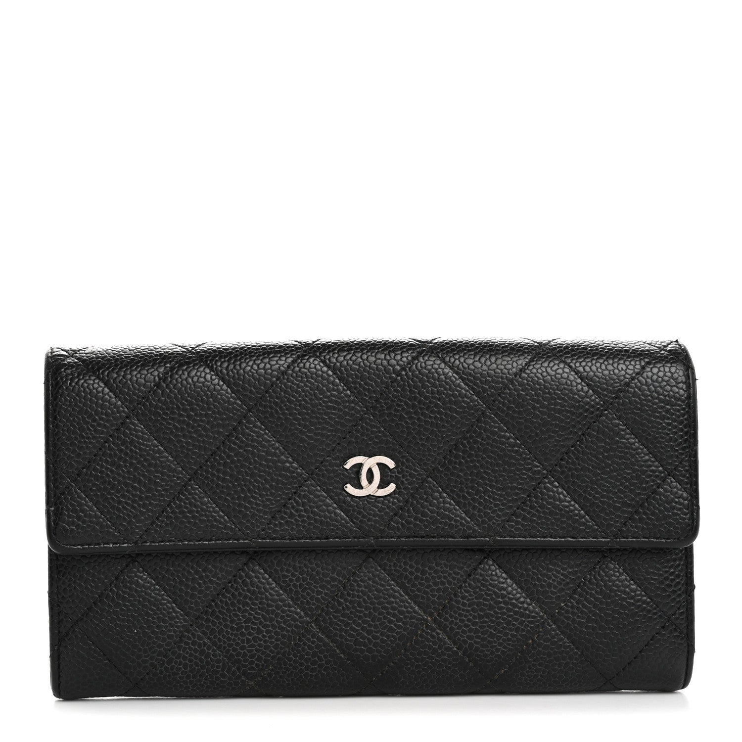 Chanel Caviar Quilted Large Gusset Flap Wallet Black 1 of 12