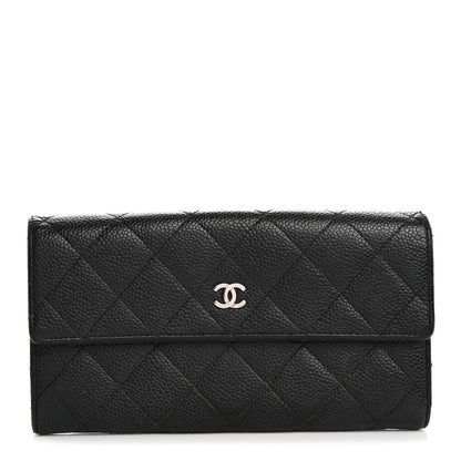 Chanel Caviar Quilted Large Gusset Flap Wallet Black 1 of 12