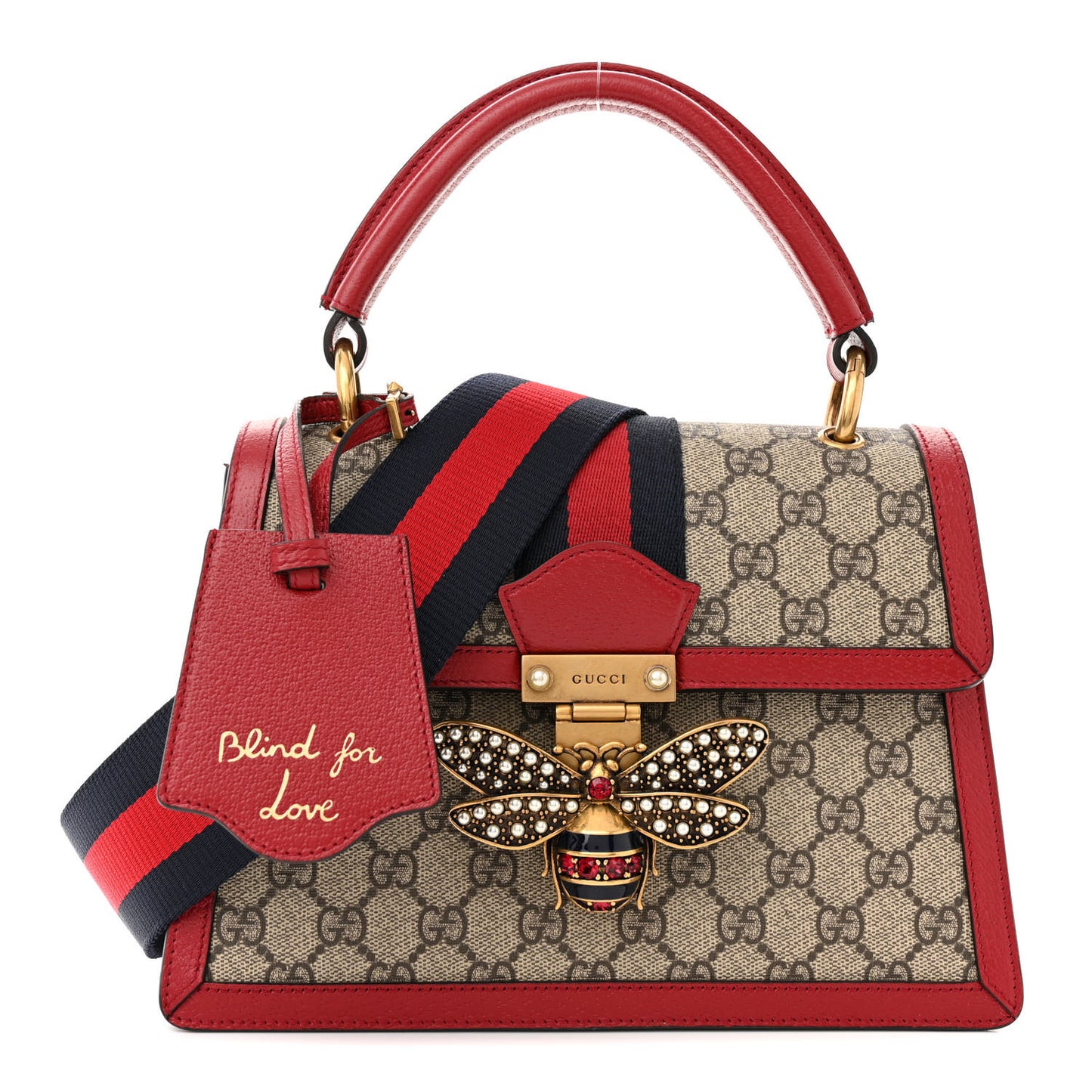 GG Supreme Monogram Small Queen Margaret Top Handle Bag Red