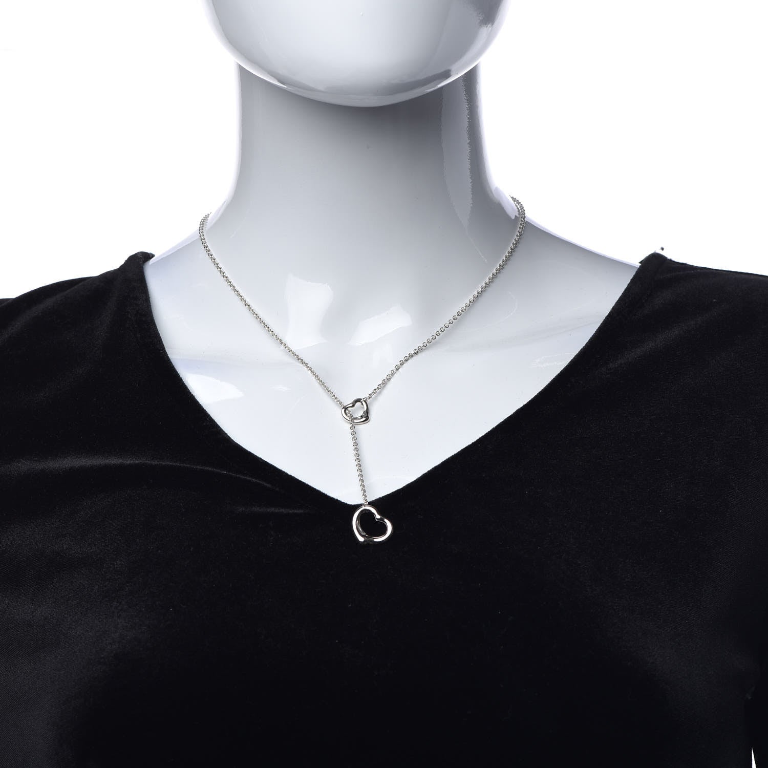 Tiffany Sterling Silver Elsa Peretti Open Heart Lariat Necklace 2 of 8
