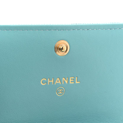 Chanel Denim Quilted Chanel 19 Flap Card Holder With Chain Light Blue 10 of 19