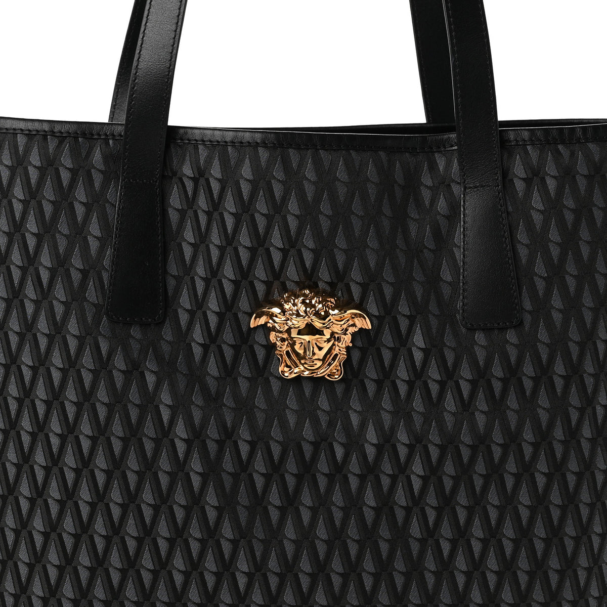 Fabric Jacquard Calfskin La Medusa Tote  Black