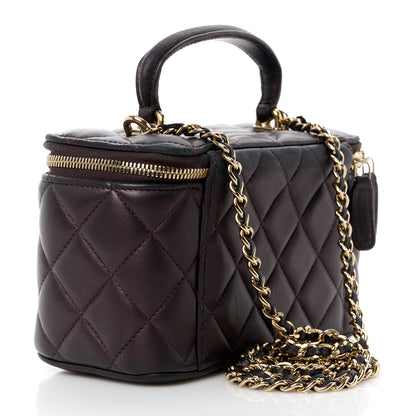 Chanel Iridescent Lambskin Quilted Small Top Handle Vanity Case With Chain Burgundy 3 of 16