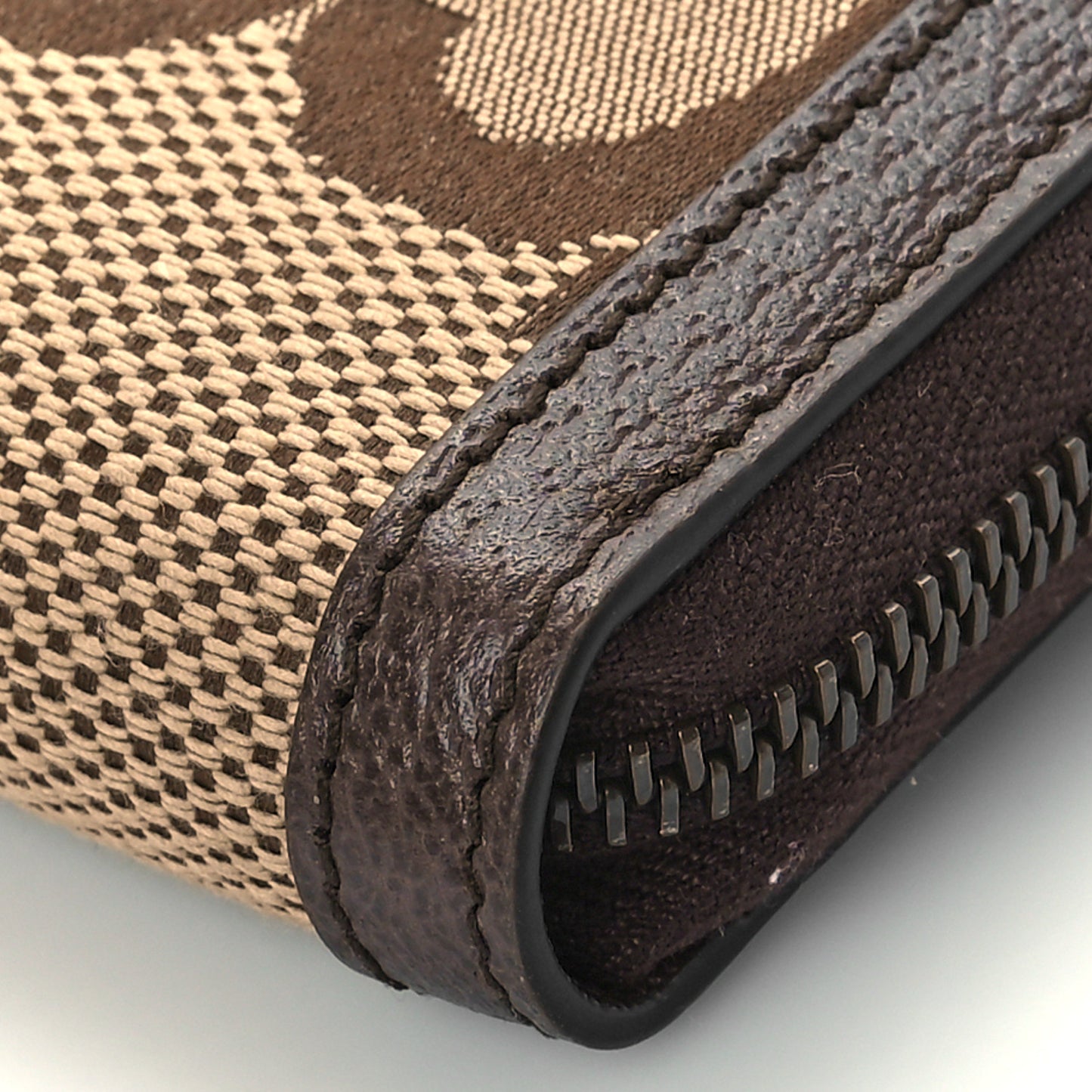Monogram Jumbo GG Textured Dollar Calfskin Diana Zip Around Continental Wallet Camel Ebony New Acero