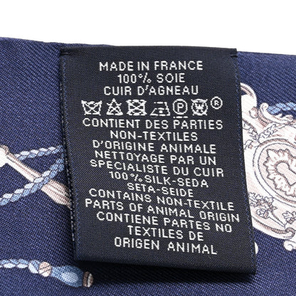 Hermes Silk Metallic Agneau Les Cles A Pois Fringed Twilly Bleu Marine Gris Argent Multicolor 4 of 4