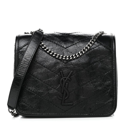 Saint Laurent Crinkled Calfskin Matelasse Monogram Niki Chain Wallet Black 1 of 10