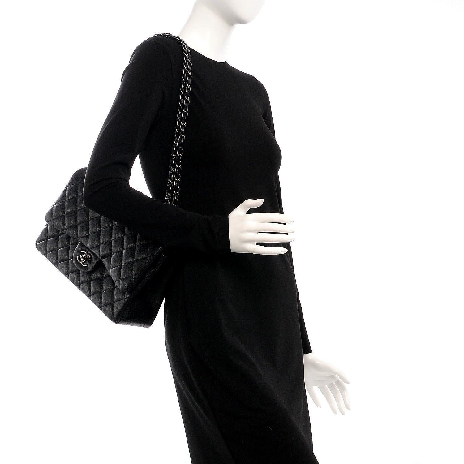 Chanel Caviar Quilted Jumbo Double Flap Black 2 of 8