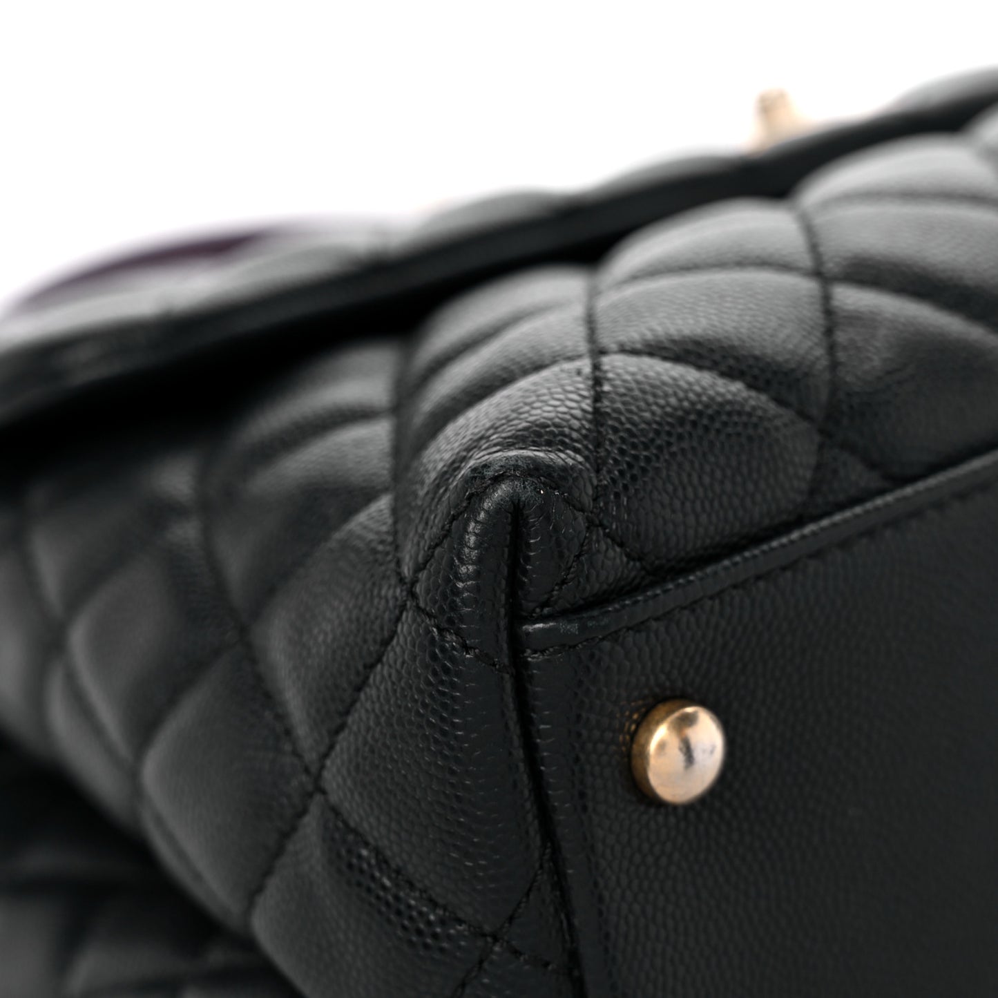 Caviar Lizard Quilted Medium Coco Handle Flap Black