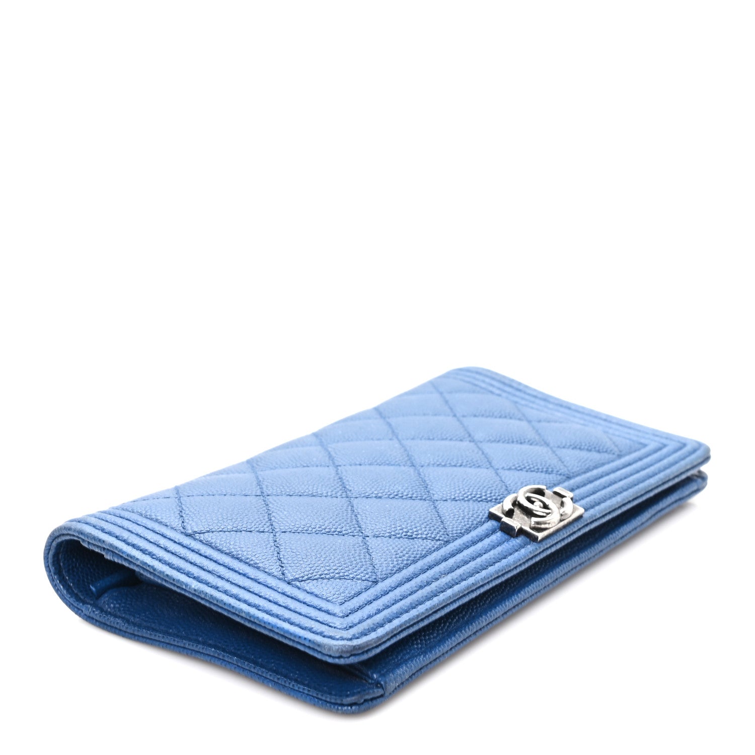 Chanel Caviar Quilted Boy Yen Wallet Blue 4 of 8