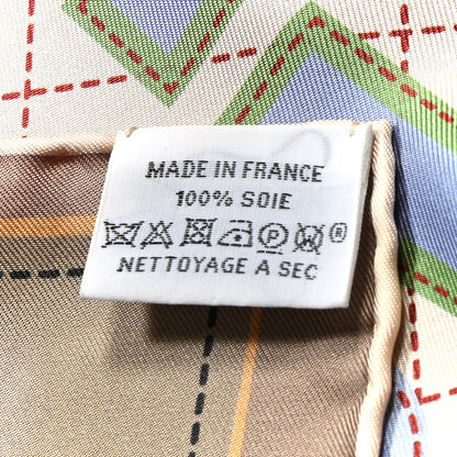 Hermes Silk Tapis de Selle Double Face Scarf 90 Bois de Rose Beige Multicolore 3 of 6