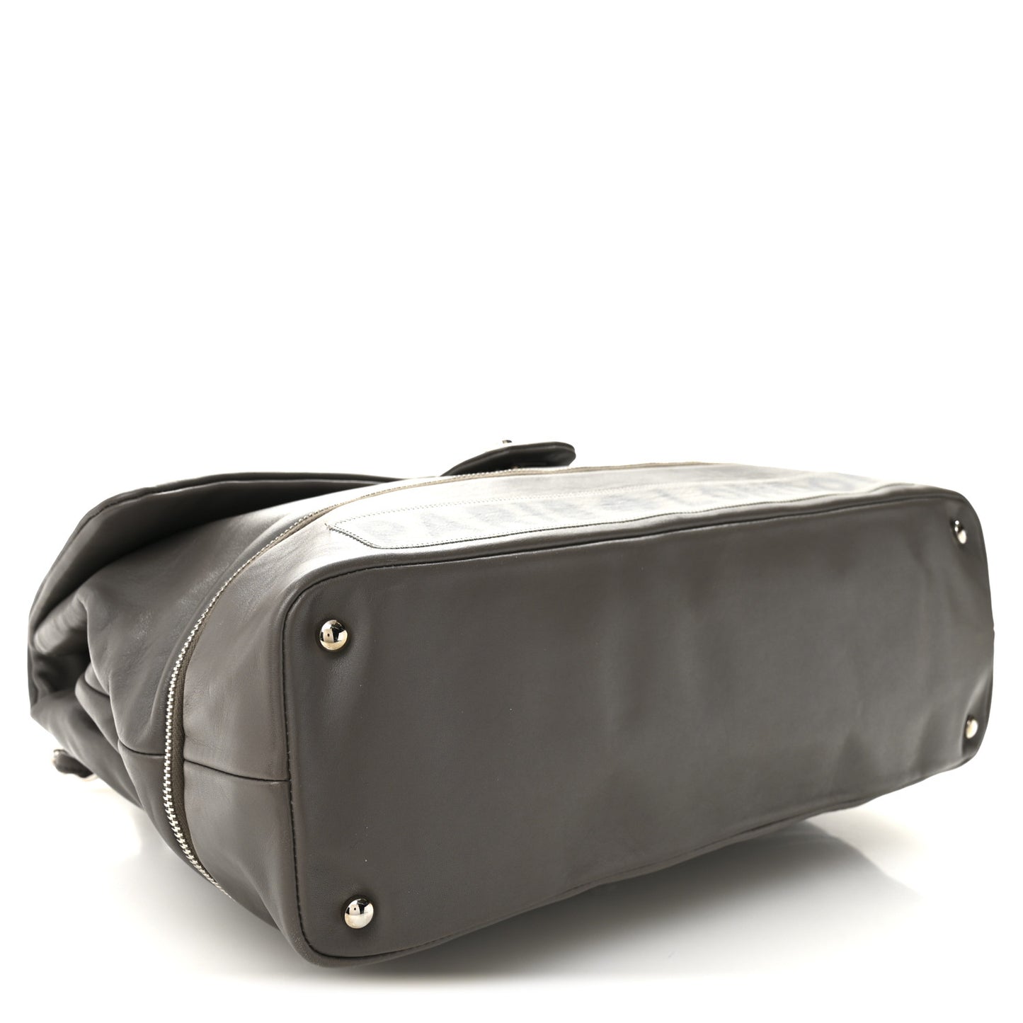 Calfskin Large Expandable Paris London Flap Bag Grey