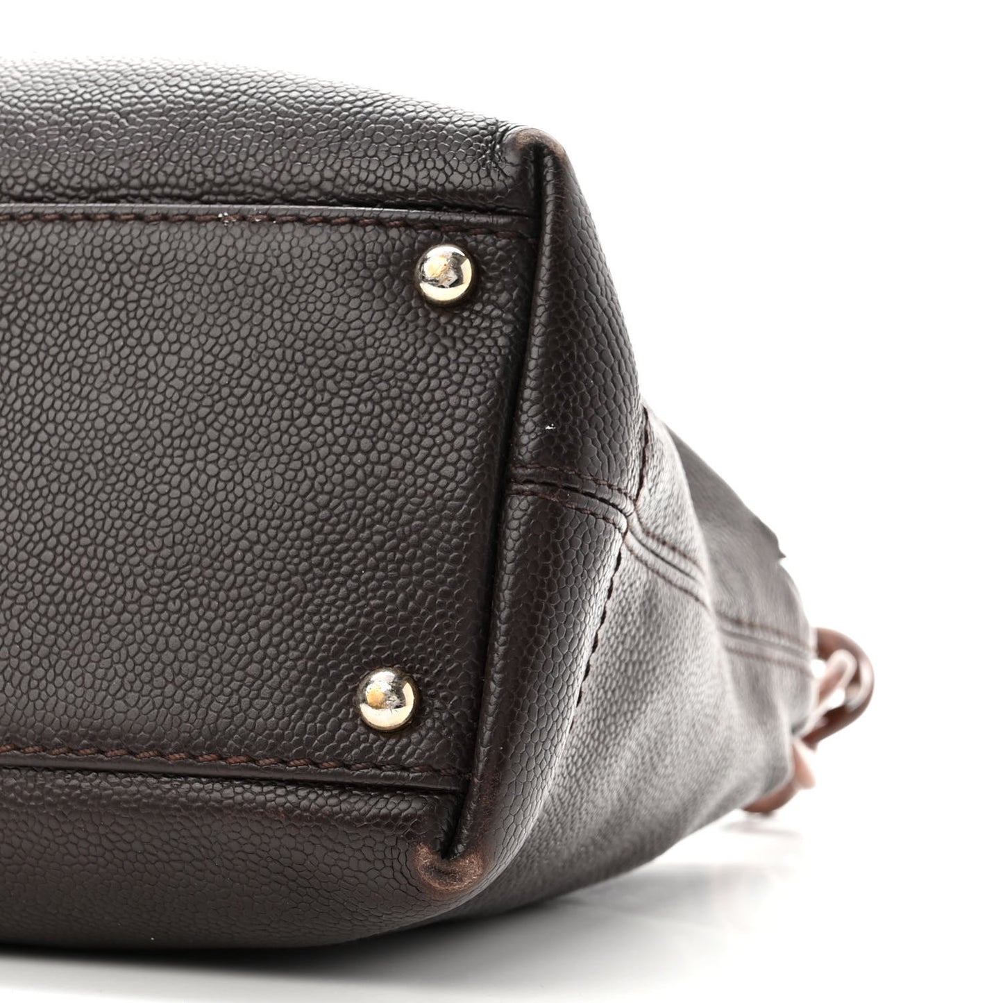 Caviar CC Wood Chain Hobo Dark Brown