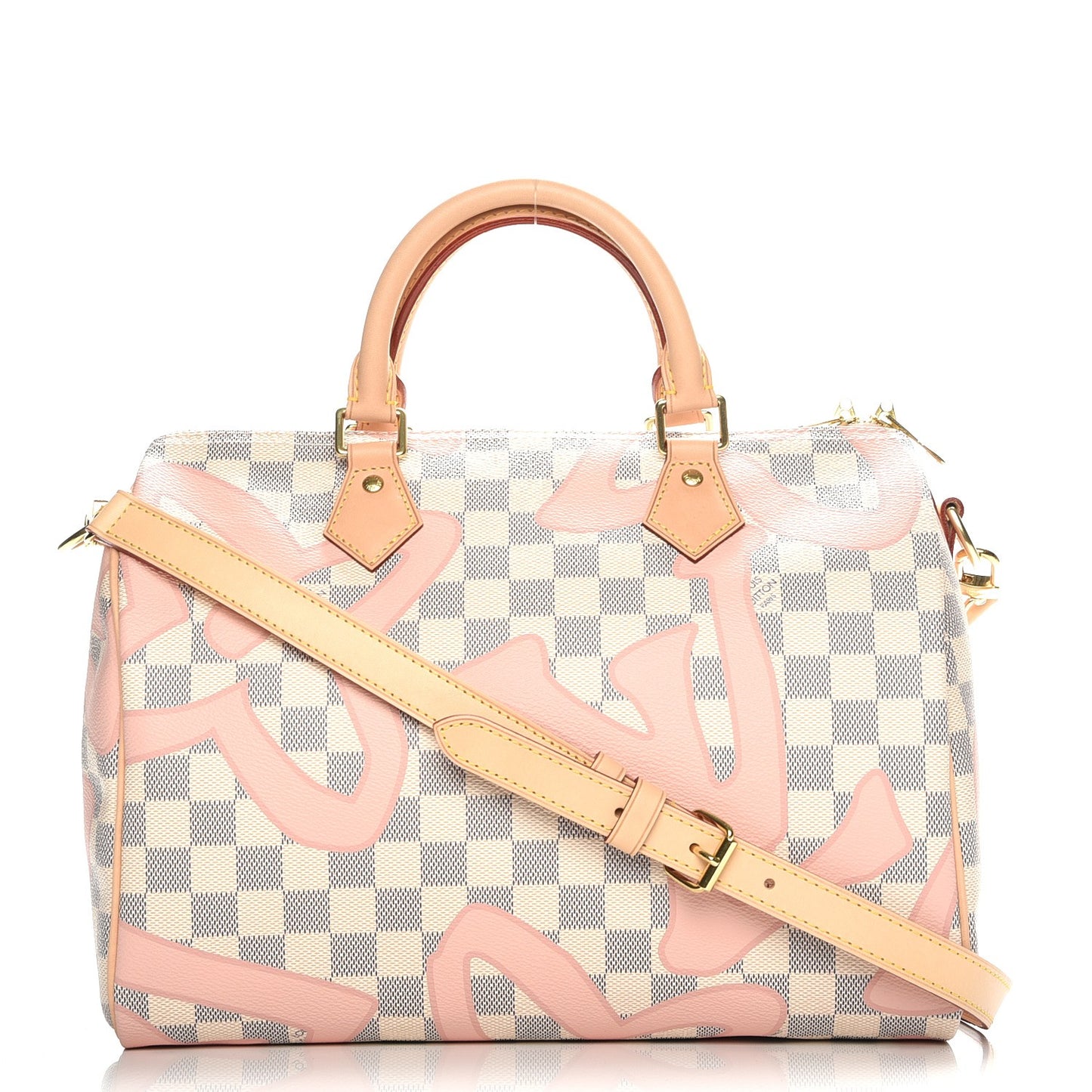 Damier Azur Tahitienne Speedy Bandouliere 30 Rose Ballerine