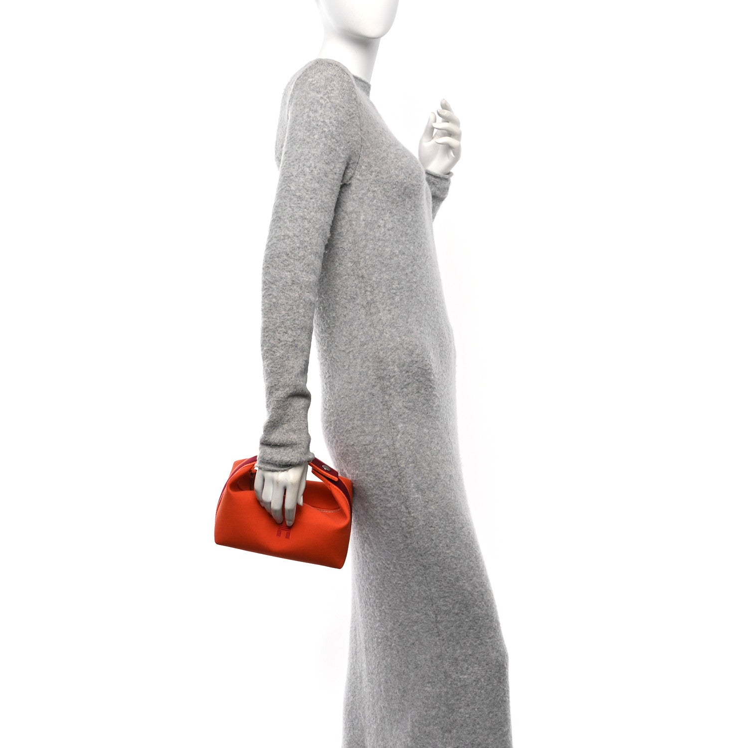 Hermes Canvas Small Bride-A-Brac Pouch Orange Burgundy 2 of 10