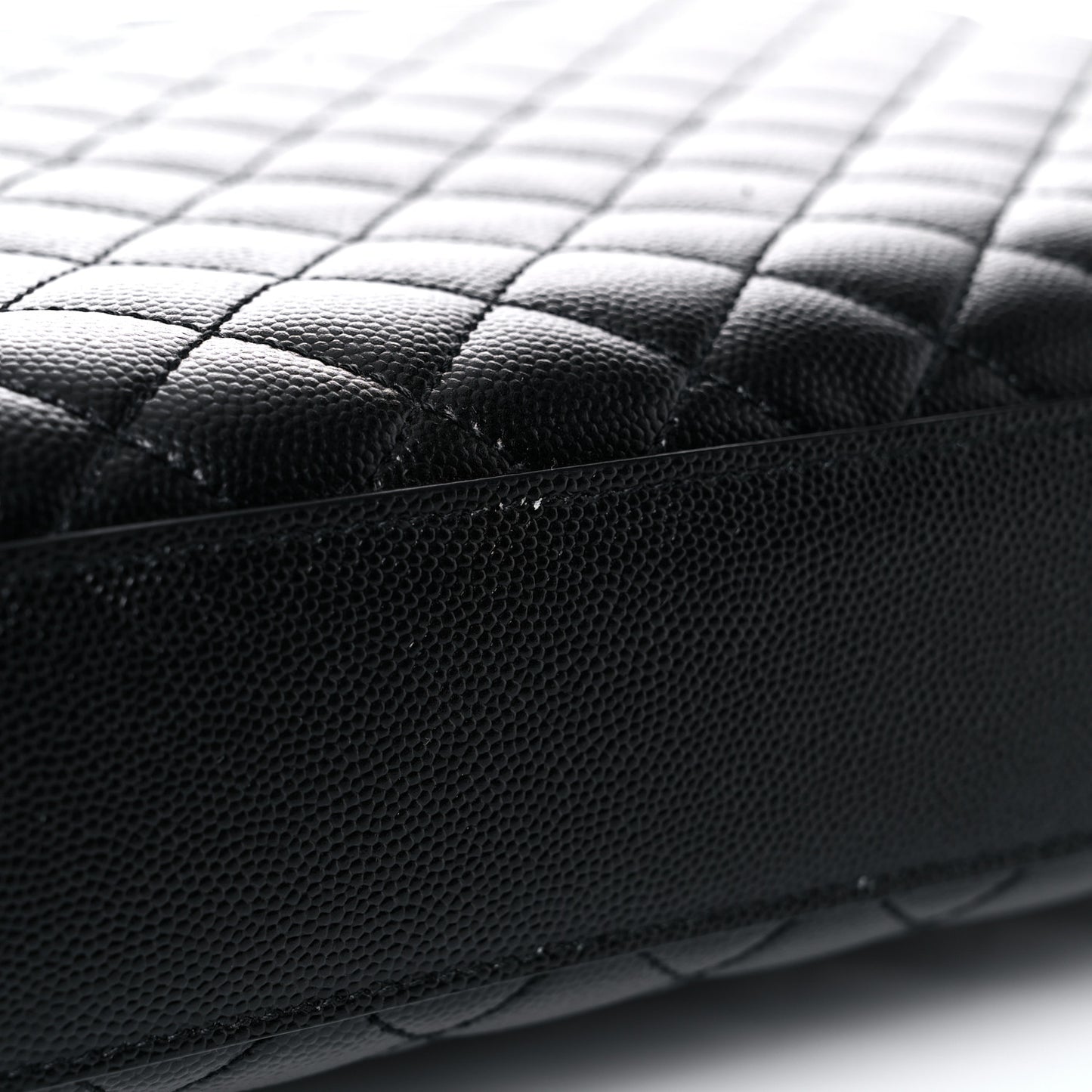 Grain De Poudre Textured Mixed Matelasse Large Triquilt Monogram Satchel Black
