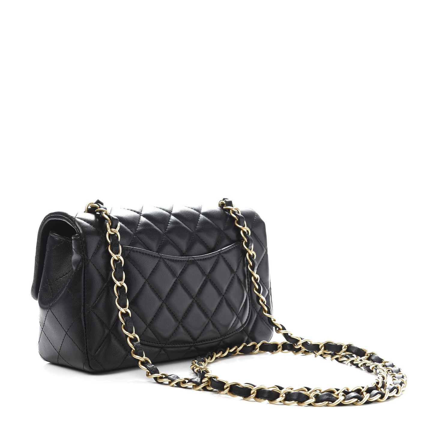 Lambskin Quilted Mini Rectangular Flap Black