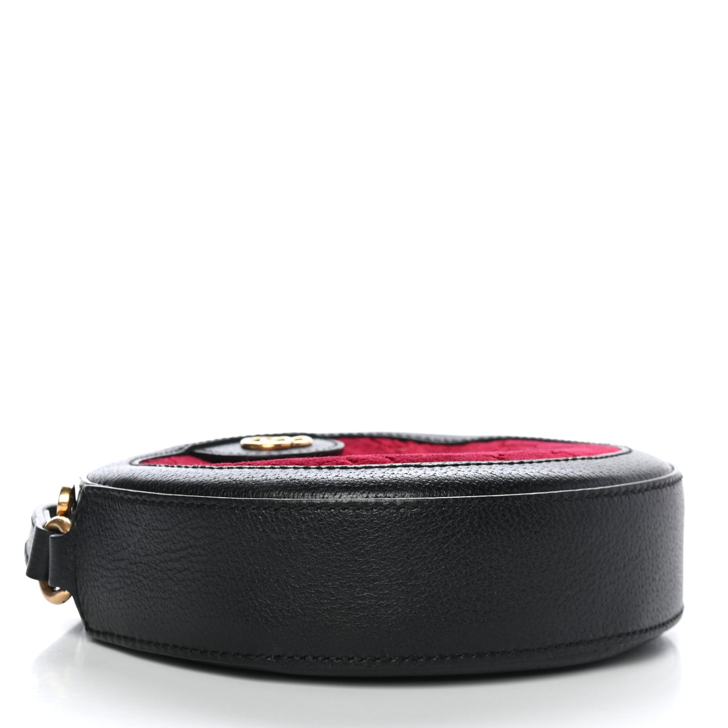 Velvet GG Monogram Textured Calfskin Round Shoulder Bag Red Cipria Black