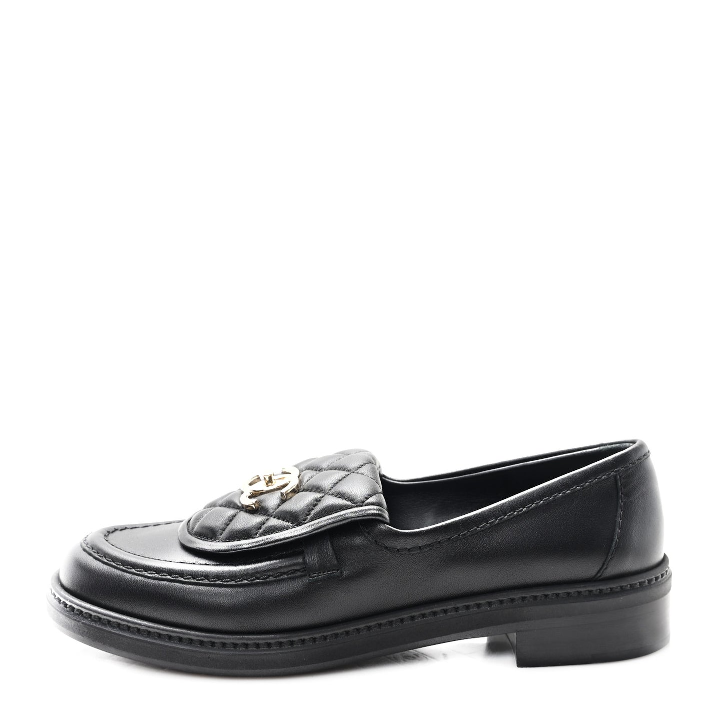 Lambskin Quilted CC Turnlock Loafers 37.5 Black
