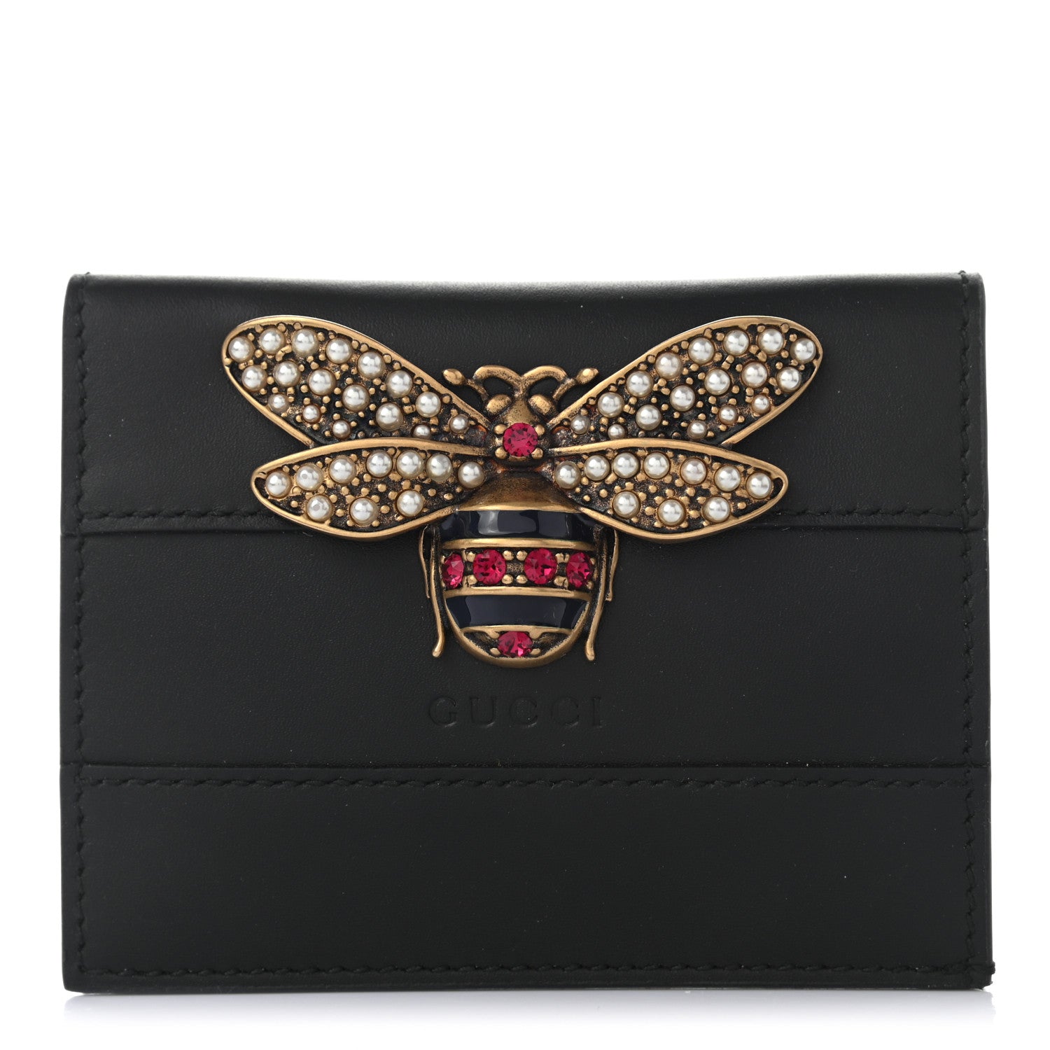 Gucci Calfskin Queen Margaret Card Case Wallet Black 1 of 7